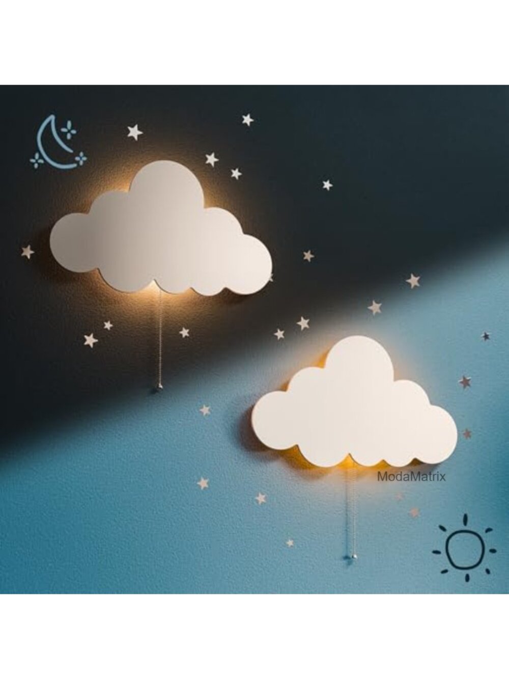 Floating Cloud Wall Lamps - Battery Operated Night Light LEDs for Baby Nursery,